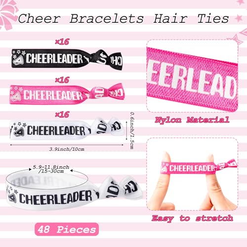 Y1tvei Cheerleading Mirror Hairband Gifts - 96Pcs Black White Pink Compact Mini Folding Pocket Mirrors with Hairbands I Love Cheer Team Accessories Bulk Gifts for Team Cheerleader Cheer Party Favors