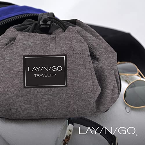 Lay-n-Go Grey Water-Resistant 4-in-1 Drawstring Toiletry Bag - Travel Organizer