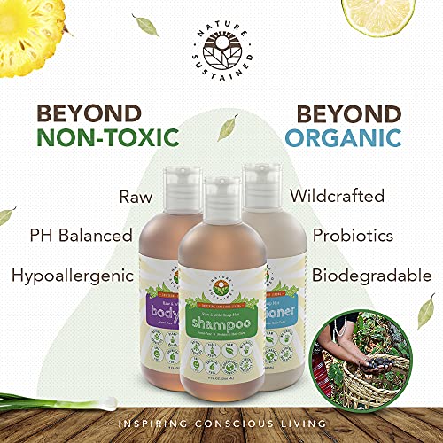 Unscented Probiotic Soapberry Body Wash, Shampoo & Conditioner Set - 3 Pack, pH Balanced for Sensitive Skin (9 Oz Bottles)