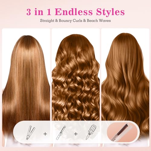 2-in-1 Hair Straightener and Curler Styler with Cool Air Safety - Blush