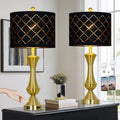 Luxeflow 29-Inch Gold Modern Touch Table Lamps Set of 2 - Dimmable Nightstand Lamps with USB-C + A Outlets, Brass Finish, 4 Variation