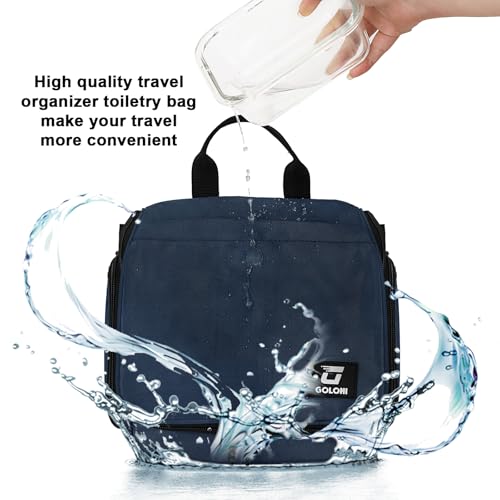 Goloni Water-Resistant Hanging Toiletry Bag for Men & Women - Blue, 10 Compartments Travel Organizer