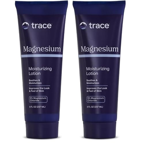 Trace Minerals Magnesium Moisturizing Lotion - Clean Magnesium Cream for Smooth, Soft Skin - Supports Muscles - Hydrates & Easily Absorbs - Aids Against Blemishes - Unscented - 8 fl oz (Pack of 2)