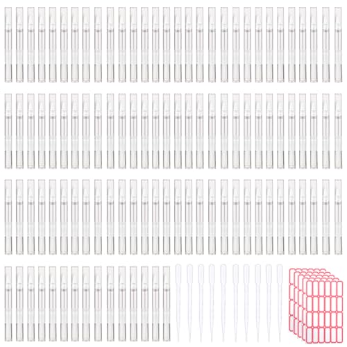 110 Pcs 3 ml Empty Cuticle Oil Pen Transparent Twist Pen Empty Nail Oil Pen with Brush Tip Cosmetic Container Applicator for Homemade Nail Oil, Lip Gloss, Eyelash Growth Liquid, White