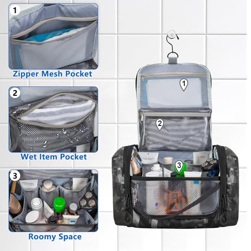Prokva Hanging Toiletry Bag for Men - Black Digital Travel Organizer