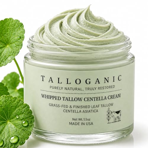 Beef Tallow Face Moisturizer with Centella Asiatica - Lightweight Natural Skin Care, 1.5 oz