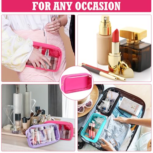Hushee 4 Pack Small Clear Nylon Makeup Bags for Women Travel & Gifts