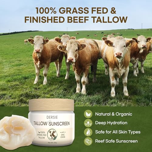 Dersie Tallow Sunscreen SPF 30 - Natural Mineral UV Protection for Face & Body, 2.12 oz Pack of 2