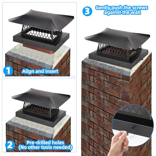 13x13 Galvanized Steel Chimney Cap with Mesh Screen for Outdoor Flues