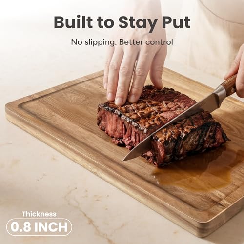 Acacia Cutting Boards Set - 4-Piece Kitchen Chopping Boards with Stand