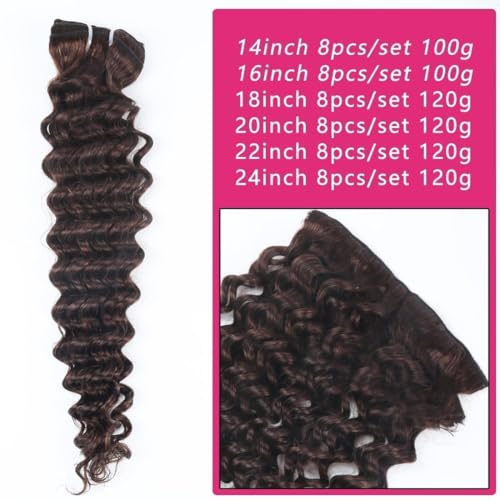 FQ 22 Inch Dark Brown Brazilian Human Hair Clip-In Extensions 120g Double Weft