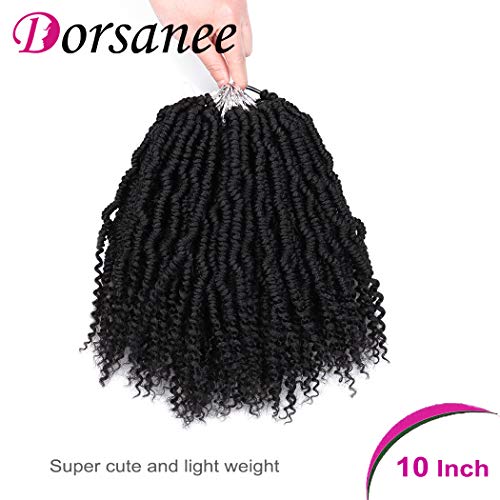 6 Packs Crochet Hair 10 Inch Mini Passion Twist for Black Women - #1B