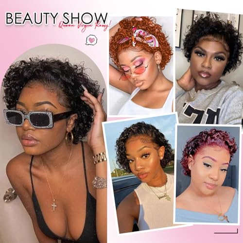 Pixie Cut Curly Lace Front Wig 8in Human Hair Short Afro Style - Variation 350#