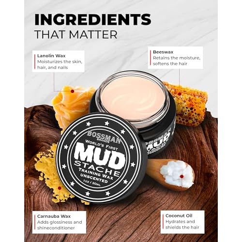 Bossman Jelly Beard Oil 4 oz + Mustache Wax for Men 1 oz Bundle | Natural, Organic, and Easy-to-Apply Styling Products ? Made in the USA