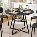 DUMOS 42-Inch Round Kitchen Dining Table with Storage - Black, Modern Design