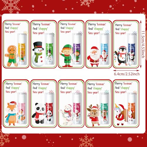 60 Pack Christmas Lip Balms Bulk Christmas Stocking Stuffers Party Favor Gifts Holiday Appreciation Holiday Lip Moisturizer Gifts for Women Coworkers Teacher Employee Adults Staff Team