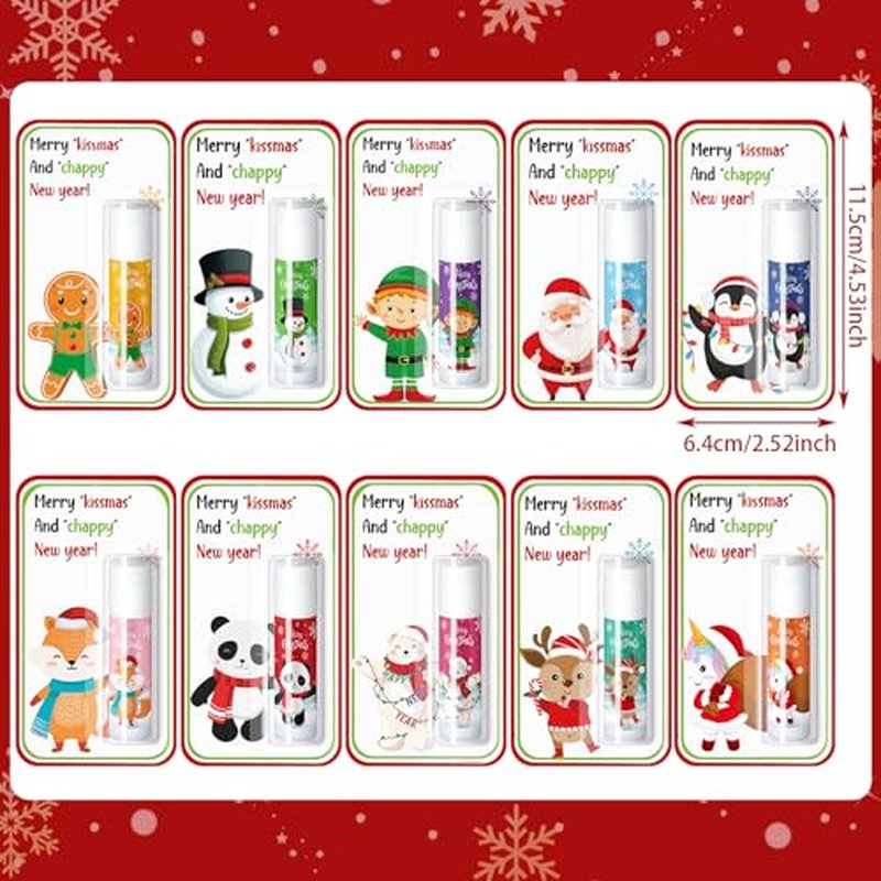 80 Pack Christmas Lip Balms Bulk Christmas Party Gifts Favors Stocking Stuffers Holiday Lip Balms Employee Staff Team Appreciation Gifts Thank You for Teacher Coworkers (Cute)