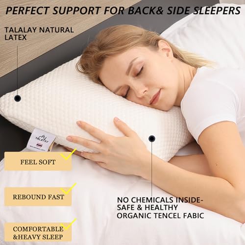 Standard Soft 24x16x5.5 Inch Natural Latex Pillow for Side & Back Sleepers