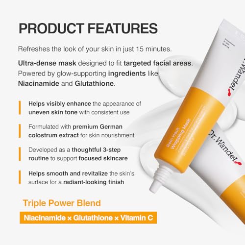 Wrapping Mask 30ml (1.01 fl.oz) | Leave-On Radiance Mask with Niacinamide, Glutathione & Vitamin C | Supports a More Even, Refreshed-Looking Complexion | Korean Skincare