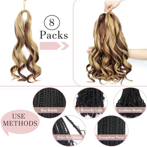 YUUYEE French Curl Braiding Hair Extensions 8 Packs 27#/33# 30 Inch for Black Women