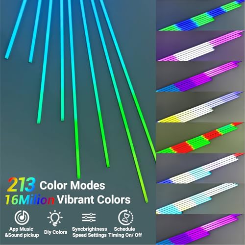 RGB+IC Smart Recessed Wall Panel Lights 8PCS with Varying Lengths - App & Remote Control