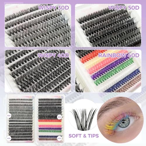 Lash Clusters Kit 15 Styles Fluffy Eyelash Extension with Makeup Tools - Variation of THIS listing: Kit-30D-160D