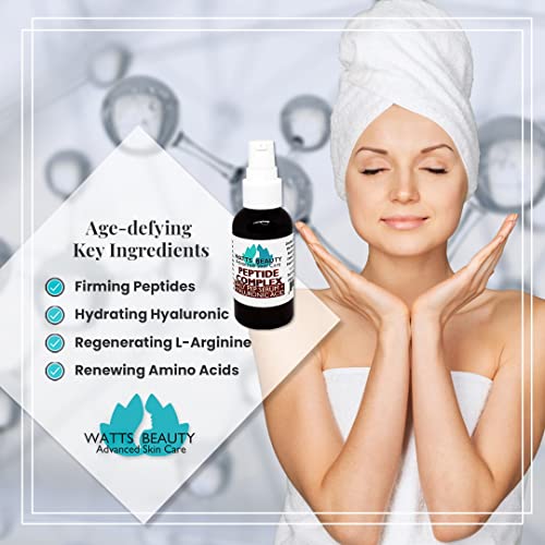 Watts Beauty Multi-Peptide Face & Neck Serum 2 Pack, 4 oz Each, Hydrating & Anti-Aging