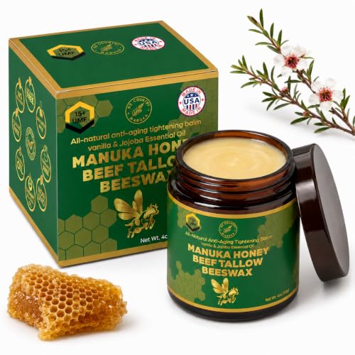 NZ Country Organic Grass-Fed Beef Tallow Honey Balm 4oz with Manuka & Jojoba