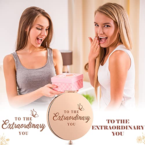 Chunful 6 Sets Bridesmaid Gifts for Women Include Rose Gold Compact Makeup Mirror with Satin Hair Ties Scrunchies Rhinestone Pocket Mirror for Bridal Shower Favors Bachelorette Party Gifts