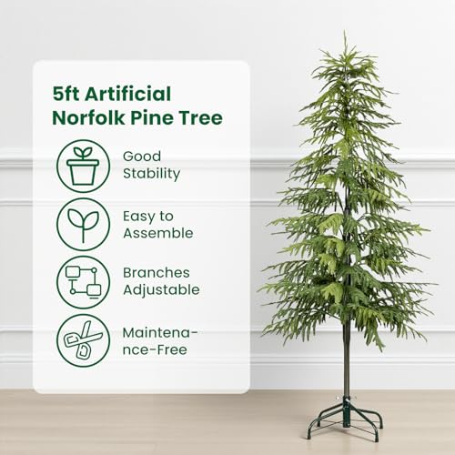 5FT Artificial Norfolk Pine Tree Indoor Outdoor Faux Evergreen Holiday Decor