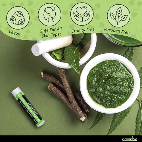 GreenIVe Vegan Neem Lip Balm 5 Tubes - Natural, Handcrafted Moisturizer for Dry & Sensitive Lips