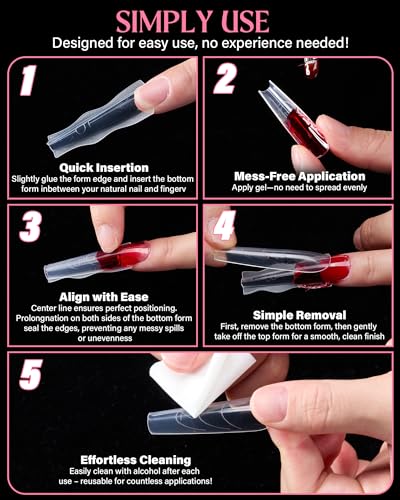 Almond & Coffin Nail Dual Form Kit - 360 Reusable Plastic Forms for Polygel & Acrylic, Medium Length Variation