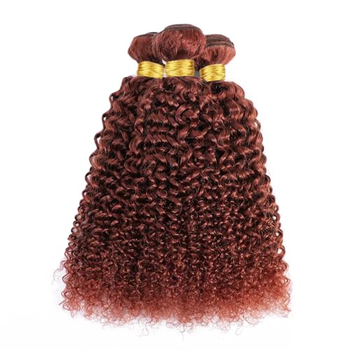 Copper Curly Wave Human Hair Bundles - Color 33, 24-28 Inch, 300g Set - Reddish Brown, Brazilian Virgin Remy
