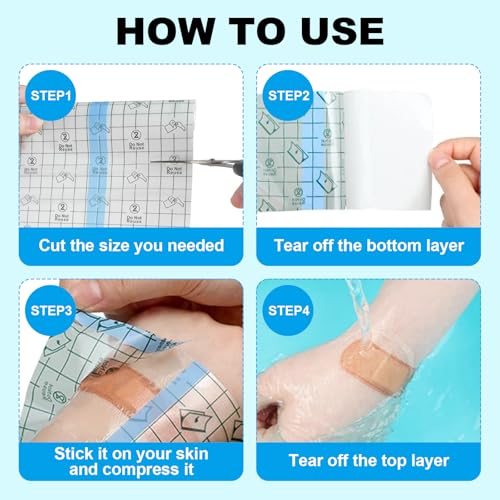 Autdor 10 Rolls Tattoo Aftercare Bandages - Waterproof Transparent Film Wraps, 2/4/6/8/10 Inch x 2.2 Yard - Mix 10pcs