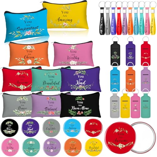 Christian Makeup Bags Keychains Bible Verse Bright Color Set - Inspirational Gifts