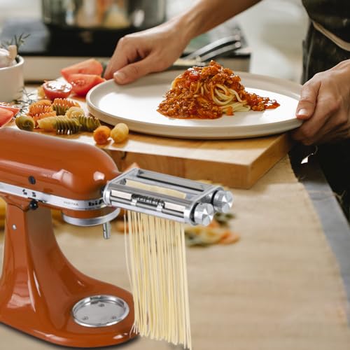 KitchenAid Pasta Maker Attachment Set - Stainless Steel Roller & Cutter with Spaghetti & Fettuccine Blades