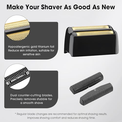FX3 Shaver Replacement Head Compatible with BaByliss Pro FX3 Foil Shaver, Hypoallergenic Gold Foil, Black