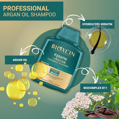 BIOXCIN Keratin & Argan Oil Shampoo Set for Damaged Hair Repair & Growth