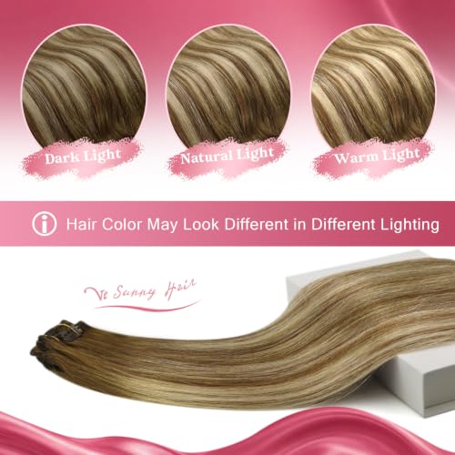 Clip-In Hair Extensions Balayage Human Hair 18 Inch Sunset Grove Chestnut Mix