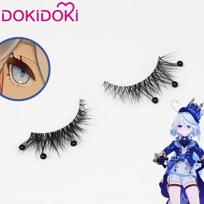 KIRA KIRA Furina Eyelashes Genshin Impact Cosplay Focalors Black False Eyelashes With Rhinestones Doki Furina Fontaine Eyelashes Cosplay Accessories Props