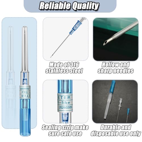 Catheter Piercing Needles Set 50Pcs Mixed Sizes 14G 16G 18G 20G 22G - Surgical Steel