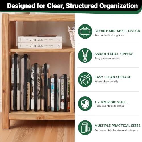 Black Multi-Size Hard Shell Zipper Cases 6-Pack Organizer Set