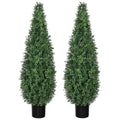 48-Inch Artificial Boxwood Topiary Trees with Black Pots - Set of 2