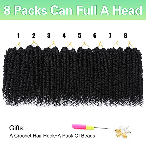 AMELI 8 Inch Passion Twist Crochet Hair 8 Packs Short Curly Synthetic for Black Women 1B