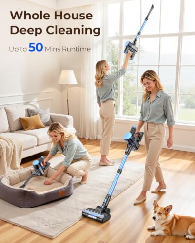 UML0 N8 Cerulean Cordless Stick Vacuum Cleaner, Lightweight with Powerful Suction