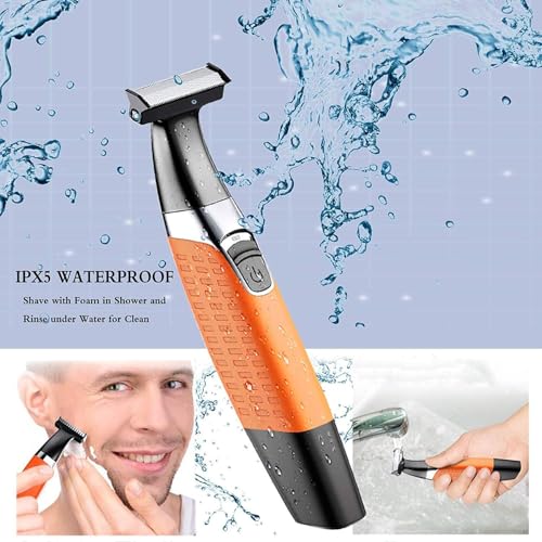 KEMEI Waterproof Cordless Beard Trimmer Men with Orange Variation, USB Rechargeable Body & Hair Groomer