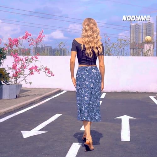 NOOYME 28" Skorts for Women with 3 Pockets Modest Knee Length Athletic Midi Skirts