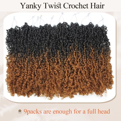 Yanky Twist Crochet Hair 16 Inch Pack of 9 T30 Micro Yaki Twist Synthetic Extensions