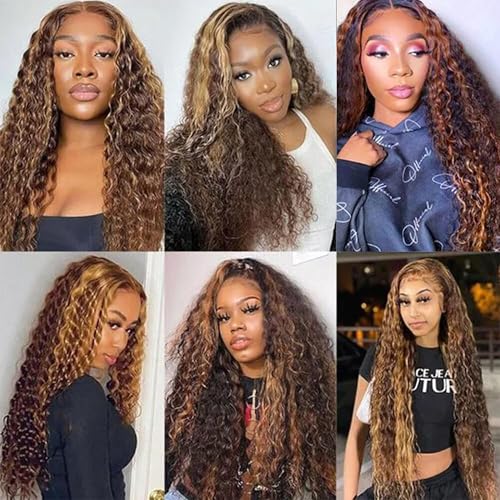 Deep Wave Human Hair Bundles 20 22 24 Inch P1B/30 Highlight Brown Brazilian Virgin Hair