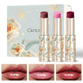 Catkin Glossy Lip Balm Gift Set - 3 Pieces, Hydrating & Nourishing Shea Butter, Dewy Finish, Lip Tint & Plump, Variation 04+07+10